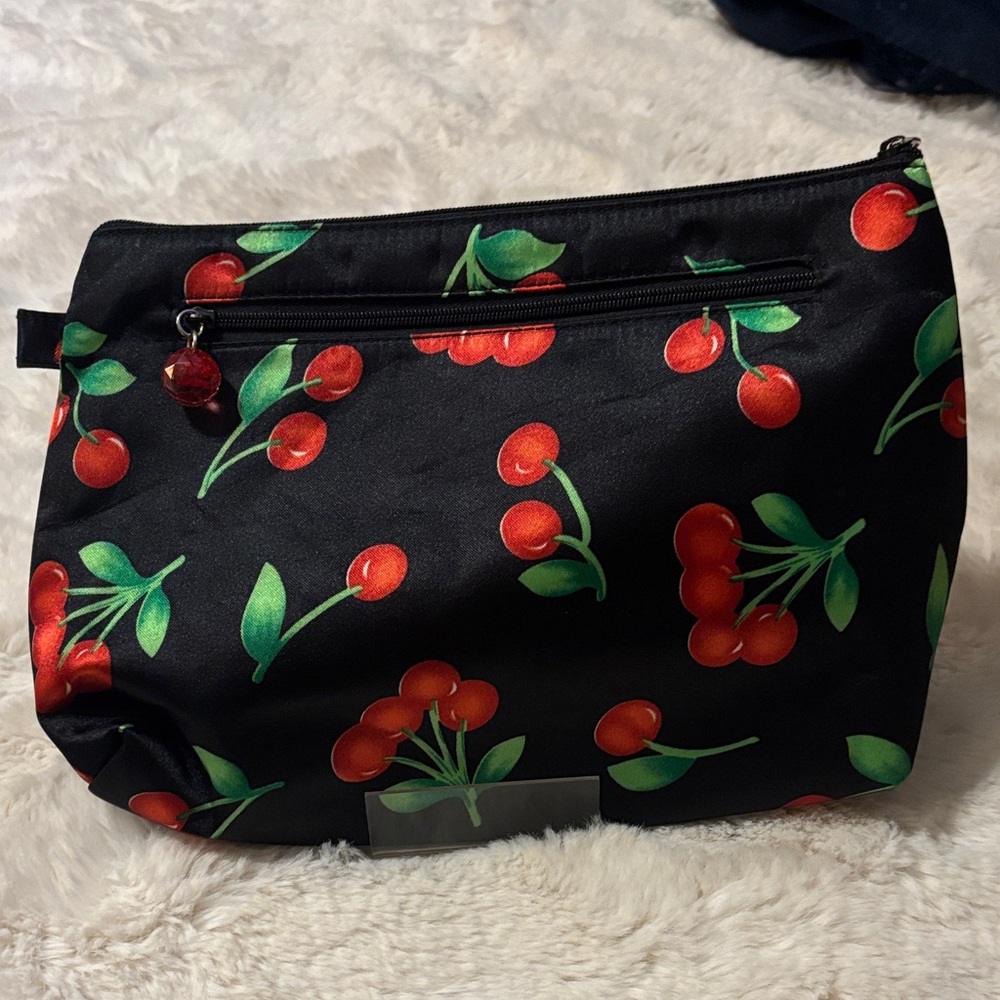 Soho Black and Red Cherry Cosmetic Bag - Picture 3 of 6
